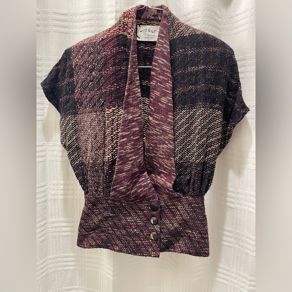 Nikos Vintage 80s Handwoven Sweater USA Made Art to Wear Knit